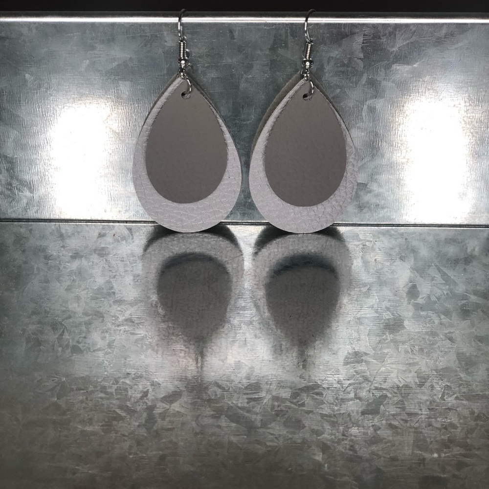 2” Tear Drop Faux Leather Earrings